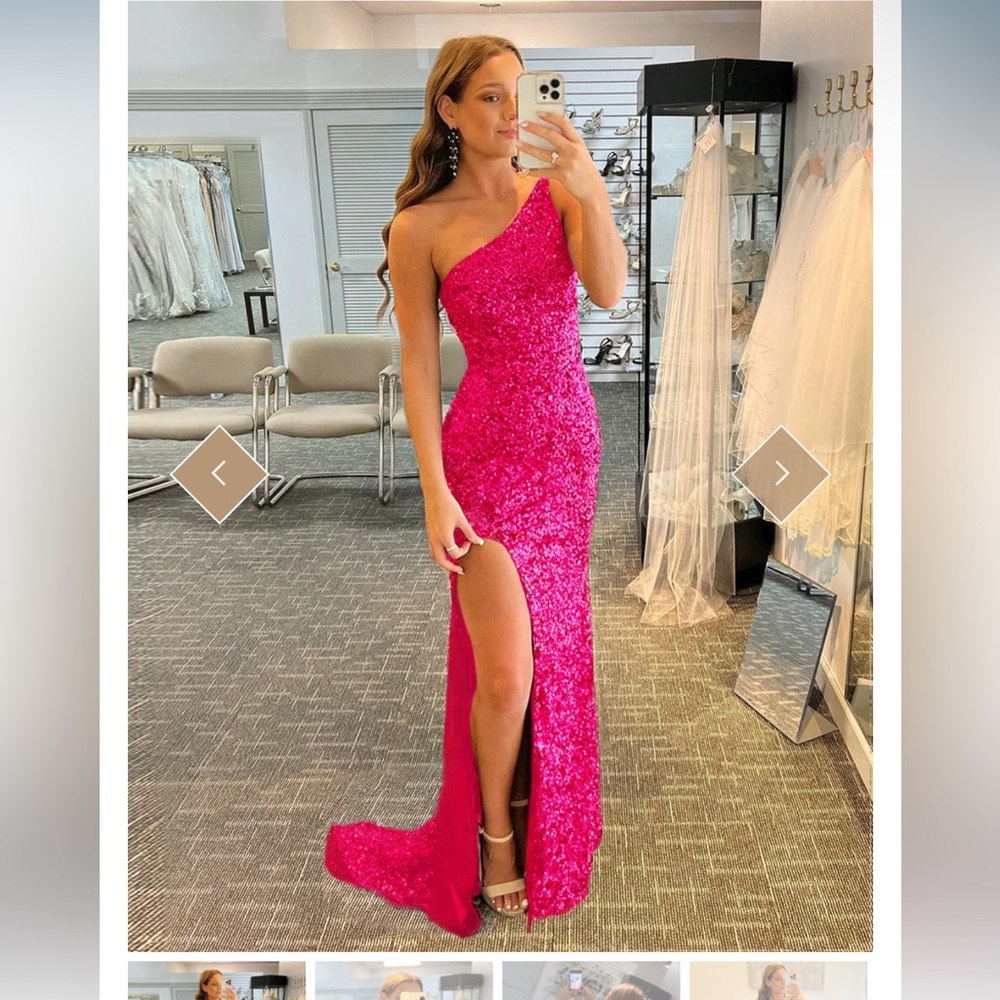 Pink sequin prom dress